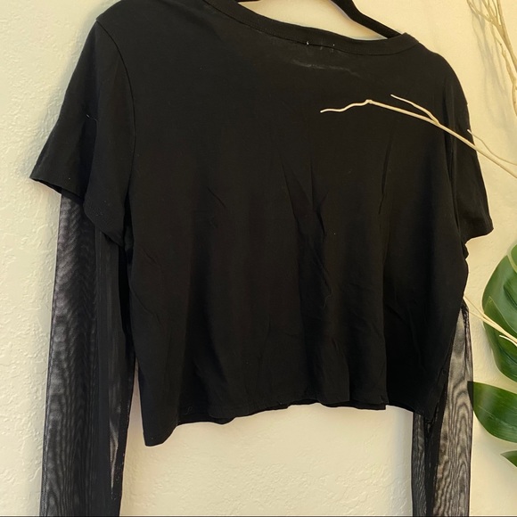 GARAGE Crop Top W/ Mesh Sleeves - Picture 7 of 10
